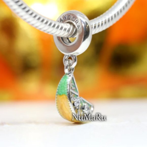 PANDORA Lemon Slice Sparkling Fruit Dangle Charm 791696C01 - Picture 2 of 3